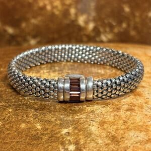 Sterling Silver and Garnet Baguette Channel Set Bracelet by CI Made in Thailand